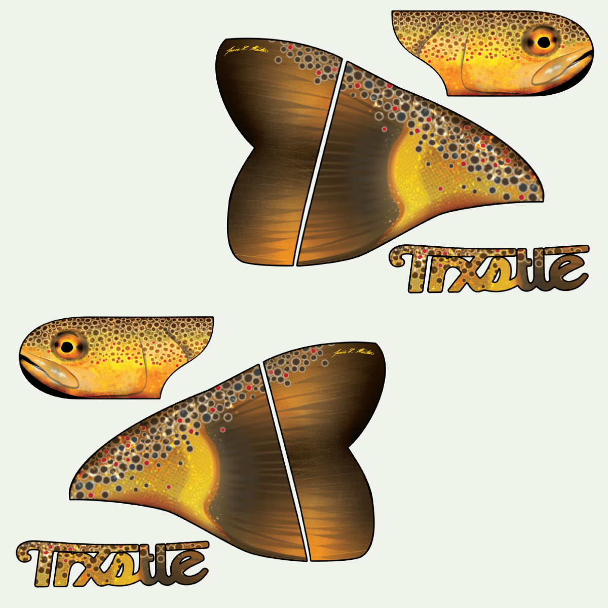 Trxstle Brown Trout Fish Skin Both Sides