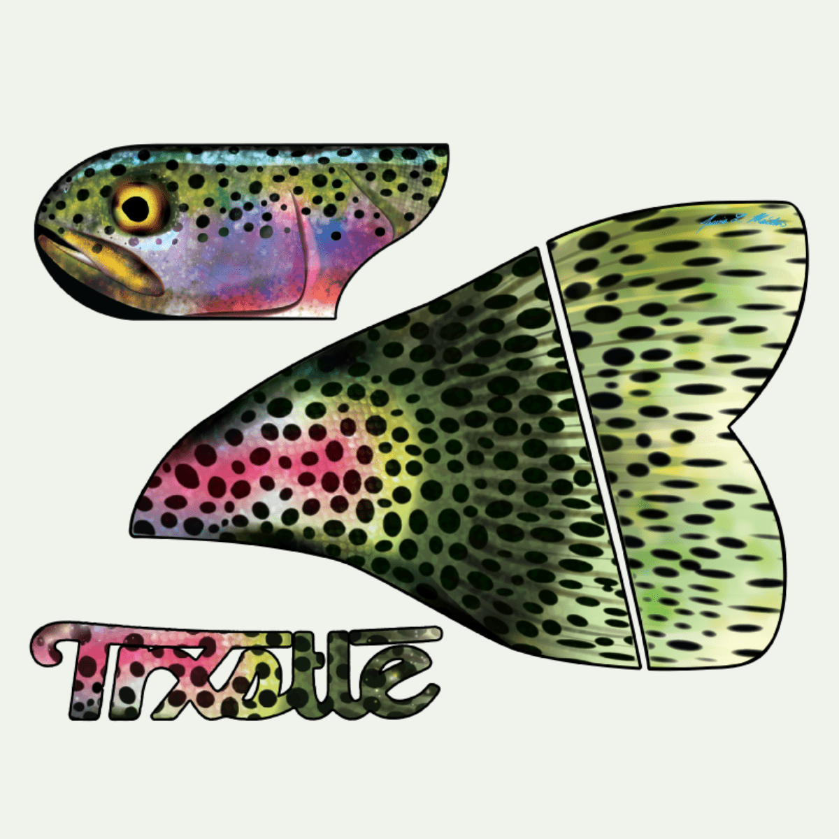 Trxstle Rainbow Trout Fish Skin Left Side