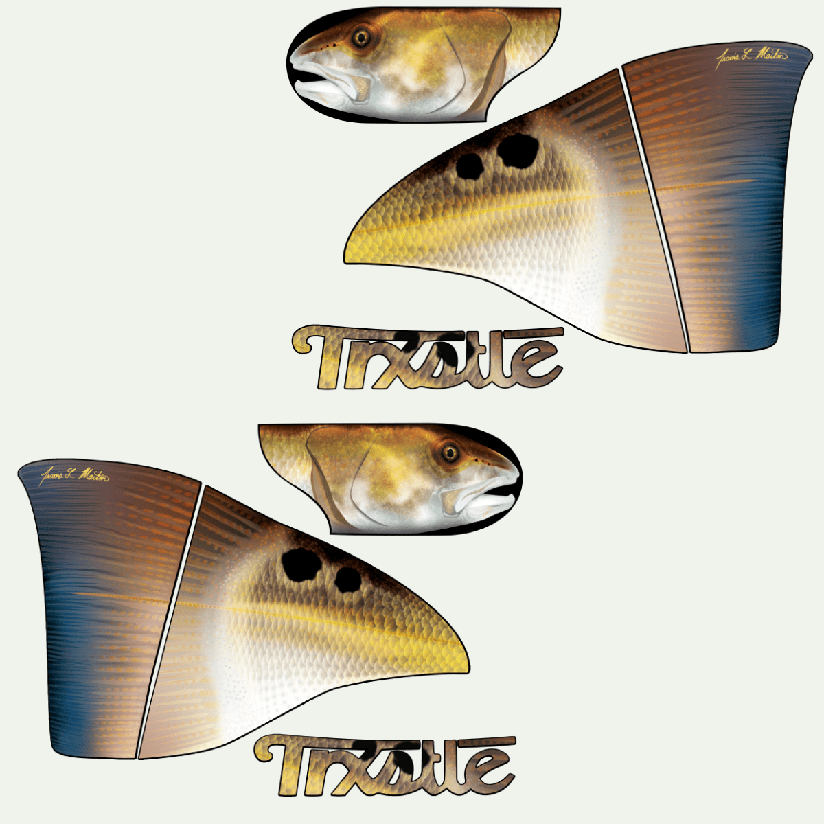 Trxstle Redfish Fish Skin Both Sides