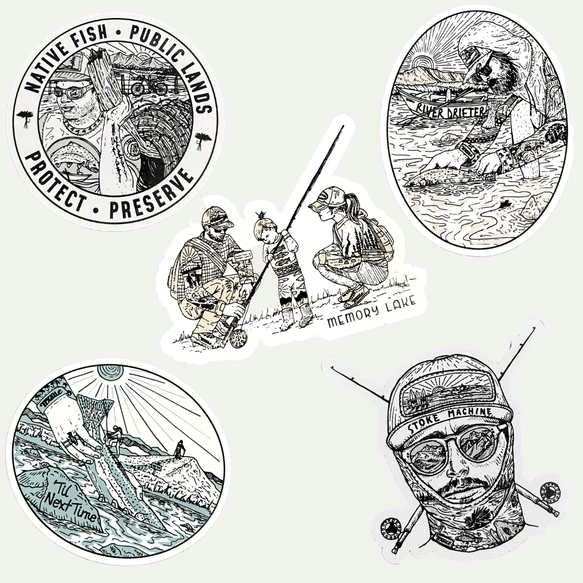 Trxstle River Bum Stickers